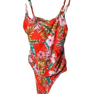 Kona Sol Women’s One Piece Swim Suit Sz XL floral colorful beach tropical